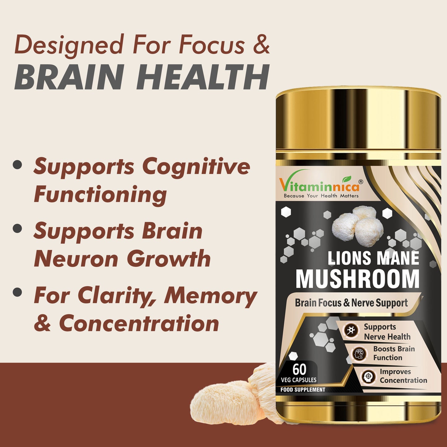 Vitaminnica Lions Mane Mushroom- 60 Capsules