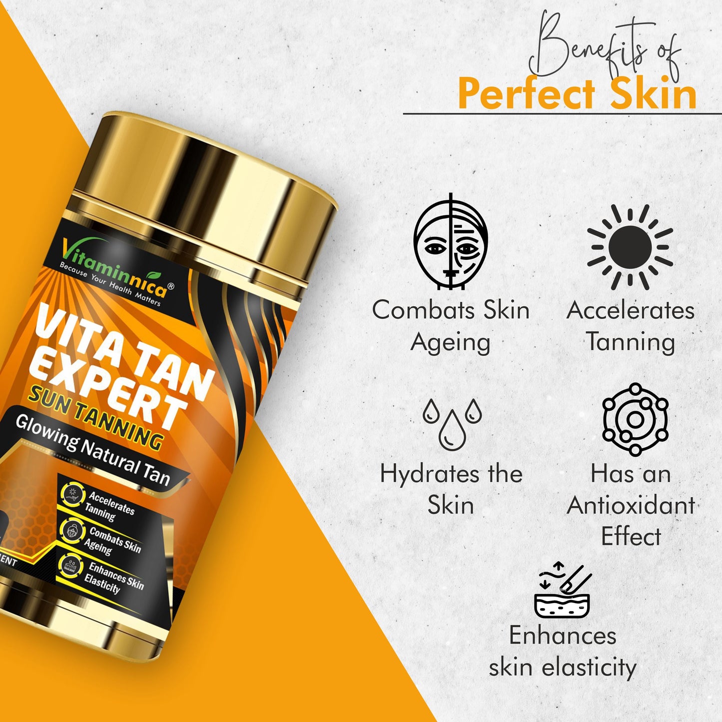 Vitaminnica Vita Tan Expert- Tanning Accelerator- 60 Vegan Capsules | Natural Sun Protector with Beta Carotene