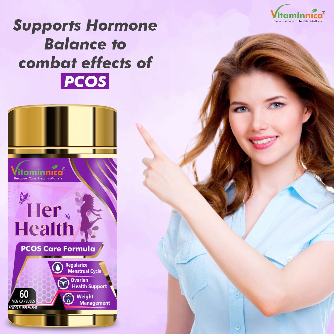 Women PCOS Care Bundle- Vitaminnica Magnesium Bisglycinate+ Her Health+ Iron+Folic Acid- 180 Capsules