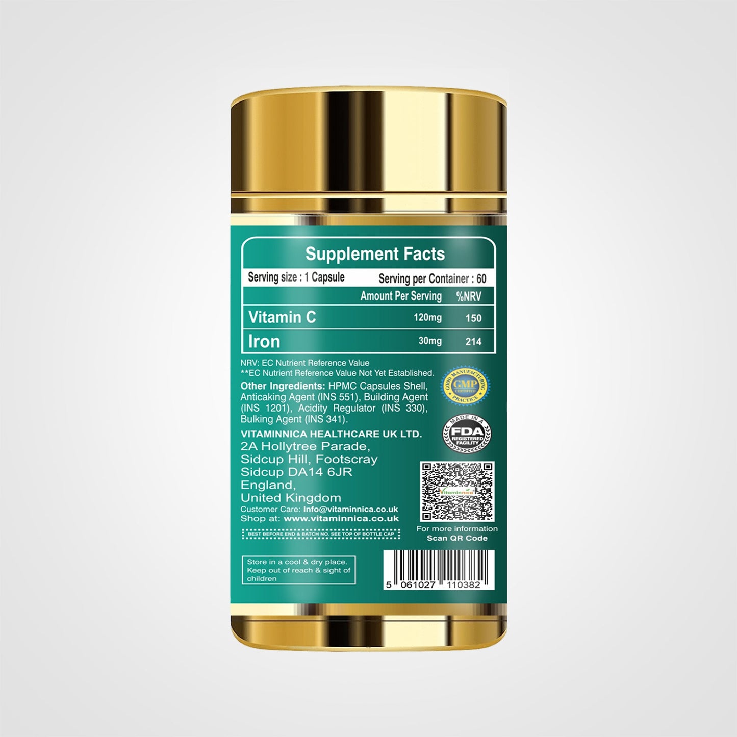 Vitaminnica Iron Glycinate- 60 Capsules | Regulates Healthy Iron Levels