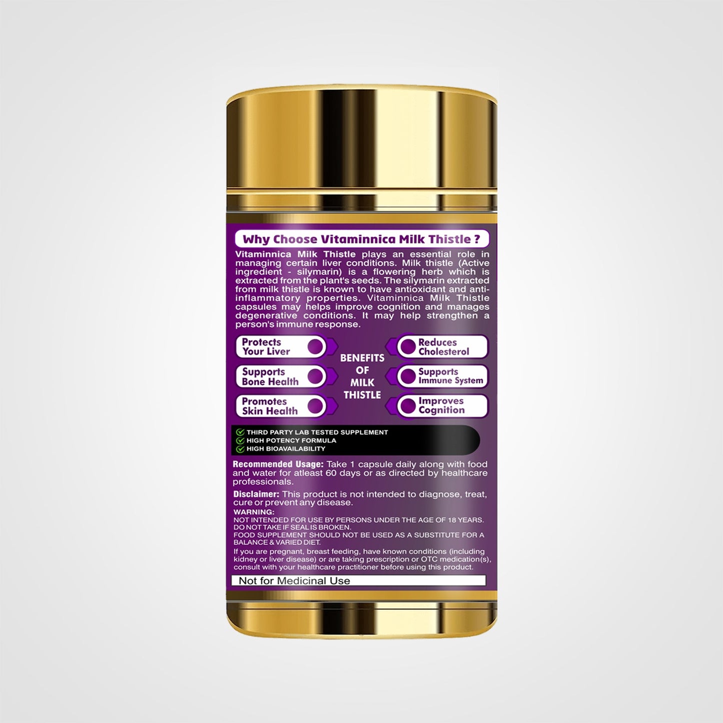 Vitaminnica Milk Thistle- Natural Liver Support- 60 Capsules