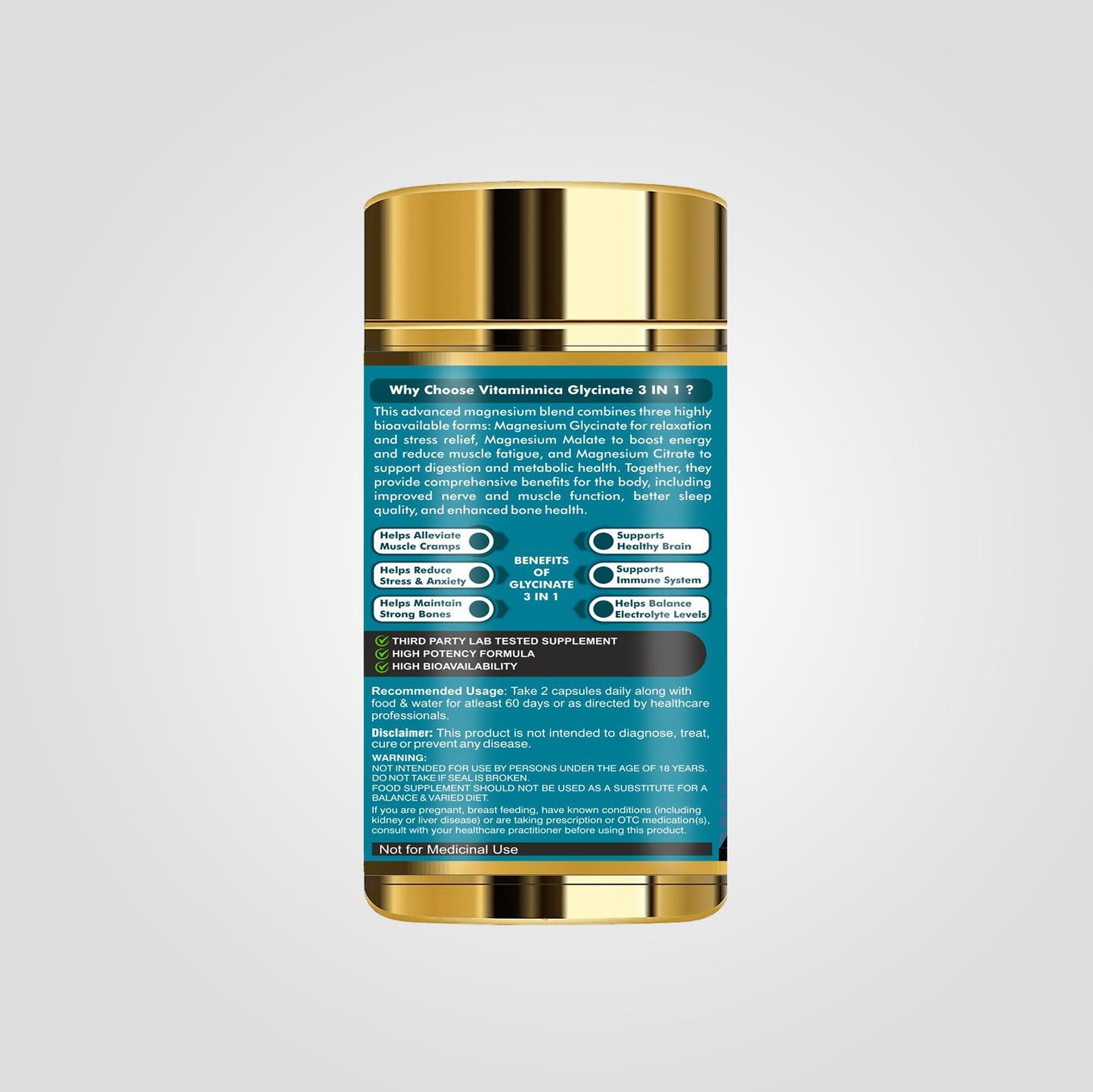 Vitaminnica Magnesium Glycinate 3in1- 90 Capsules