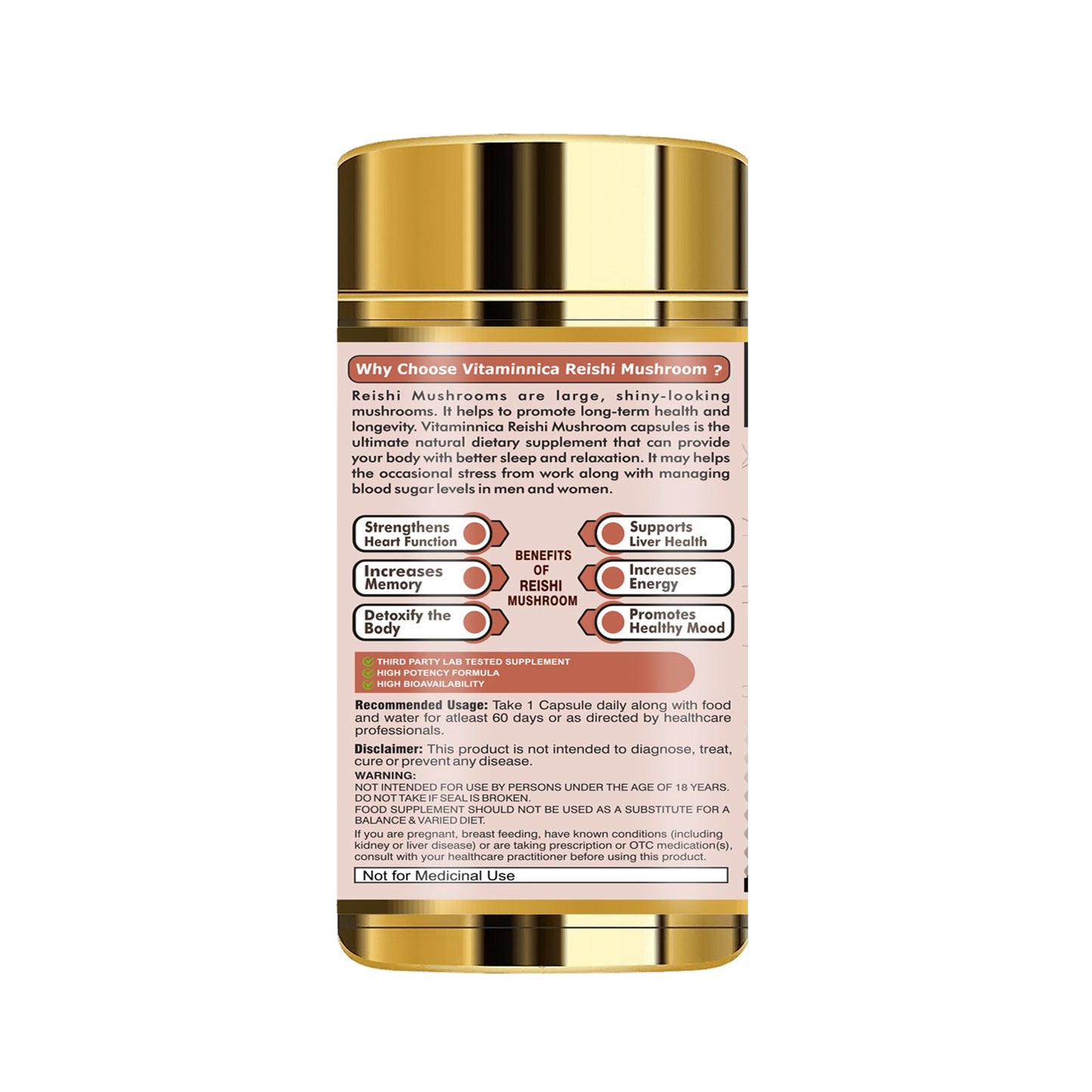 Vitaminnica Reishi Mushroom- 60 Capsules