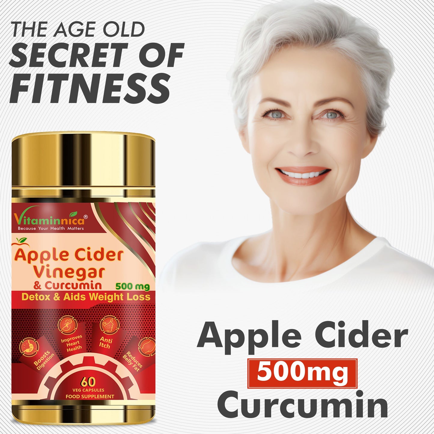 Body+Lungs Detox Bundle- Vitaminnica Apple Cider Vinegar & Curcumin+ Vita Breathe+ Black Garlic- 180 Capsules