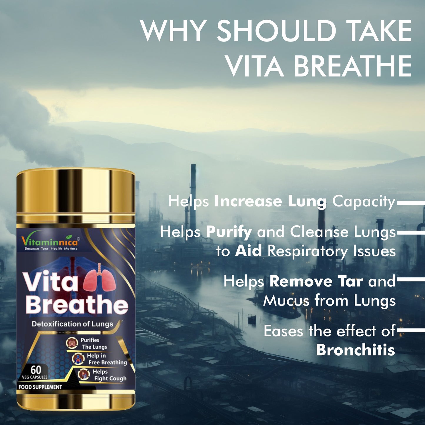 Vitaminnica Vita Breathe: Most Recommended For Lungs Support -60 Capsules